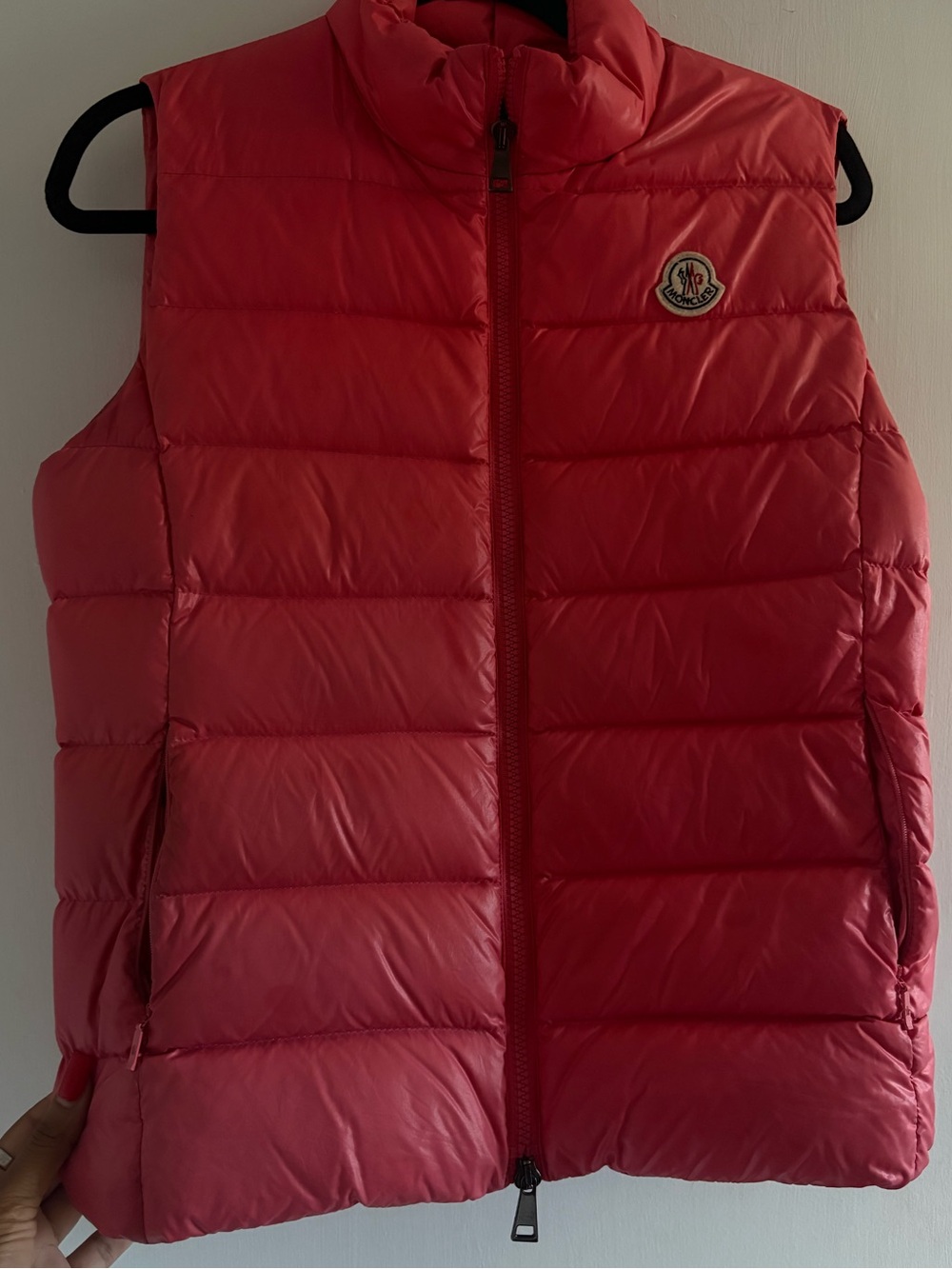 Moncler Woman’s Coral-Red Quilted Puffer Vest